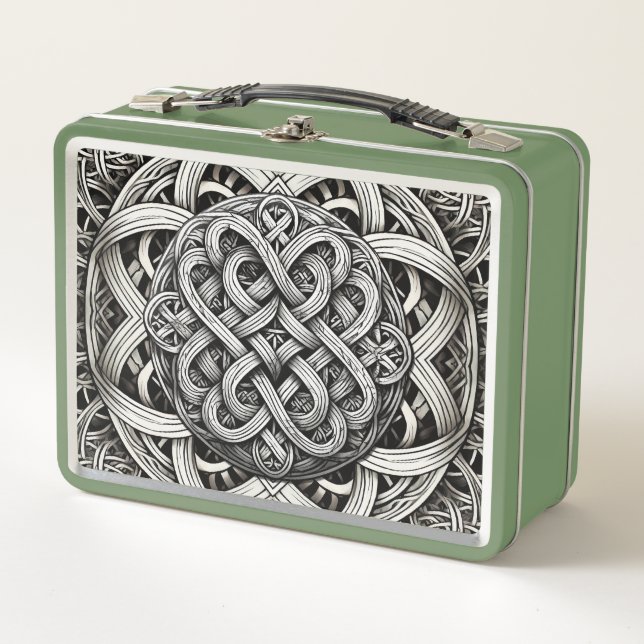 Detaillierte Schwarz-Weißer keltischer Knoten 0001 (Anverso)