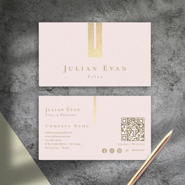 Detalle artístico Tarjeta de visita Rubor rosa y d (Artistic Detail Blush Pink and Gold Business Card)
