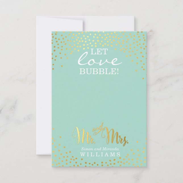 DETALLE DE BODAS confeti de menta con lunares dora (Anverso)