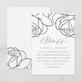 Detalle de invitados de Boda floral negro simple