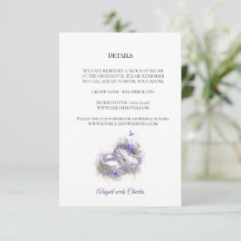 Detalle de la invitación a la boda Lilac moderna