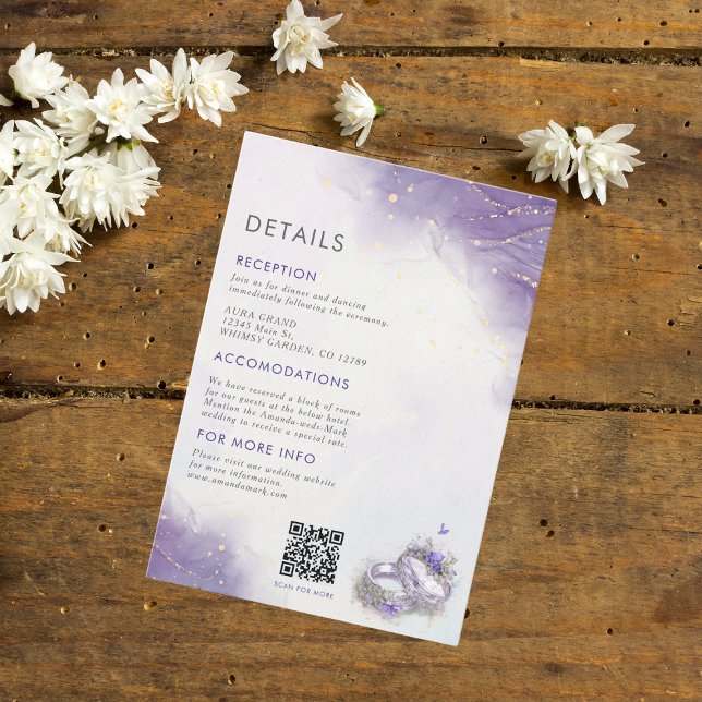 Detalle de la invitación a la boda Lilac moderna (Subido por el creador)