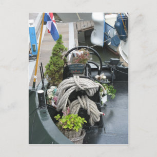Detalle de una vieja postal de un barco holandés