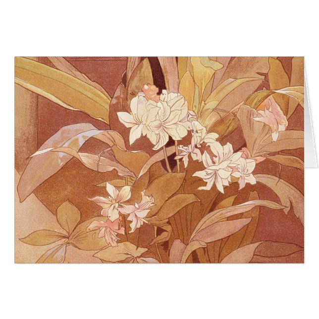 Detalle floral de Alphonse Mucha Art Nouveau (Anverso (Horizontal))