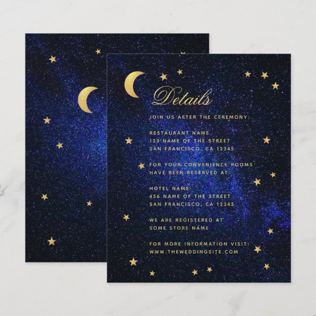 Detalles de Boda Celestial Tarjeta de Presupuesto  (Anverso / Reverso)