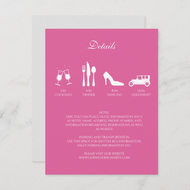 Detalles de boda de peonías Invitación (Anverso / Reverso)