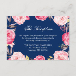 Detalles de Boda Floral Rosa Azul Marino Recepción