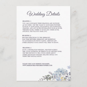 Detalles de Boda Menú Combo de Florales Azul Polvo