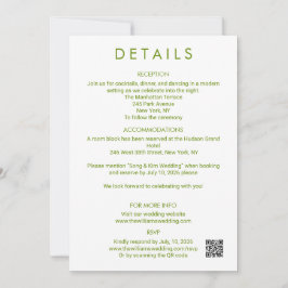 Detalles de Boda Minimalista Moderna Tarjeta Inclu