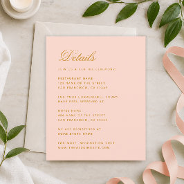 Detalles de Boda Rosado Presupuesto Tarjeta Adjunt