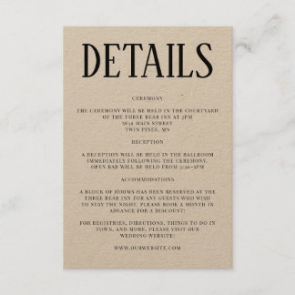 Detalles de Boda Rústica Tarjeta de Invitación Ins