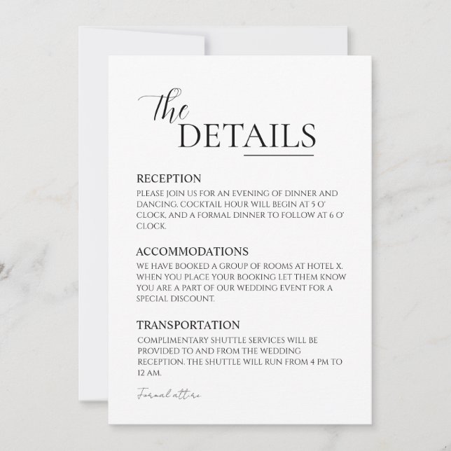 Detalles de Invitación de Boda Minimalista (Anverso)