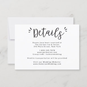 Detalles de la Boda y Tarjeta de Información de Ac