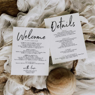 Detalles de la carta de bienvenida del hotel boda 