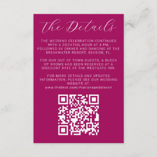 Detalles de la invitación a la boda magenta