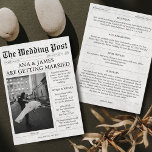 Detalles de la invitación a matrimonio de periódic<br><div class="desc">¡Extra! ¡Extra! Presentamos nuestra invitación al Boda "The Boda Post", una manera única y cautivadora de anunciar tu día especial a amigos y familiares. Inspirada en los periódicos antiguos, esta invitación única transportará a sus invitados de nuevo en el tiempo, sentando las bases para una celebración boda llena de nostalgia...</div>