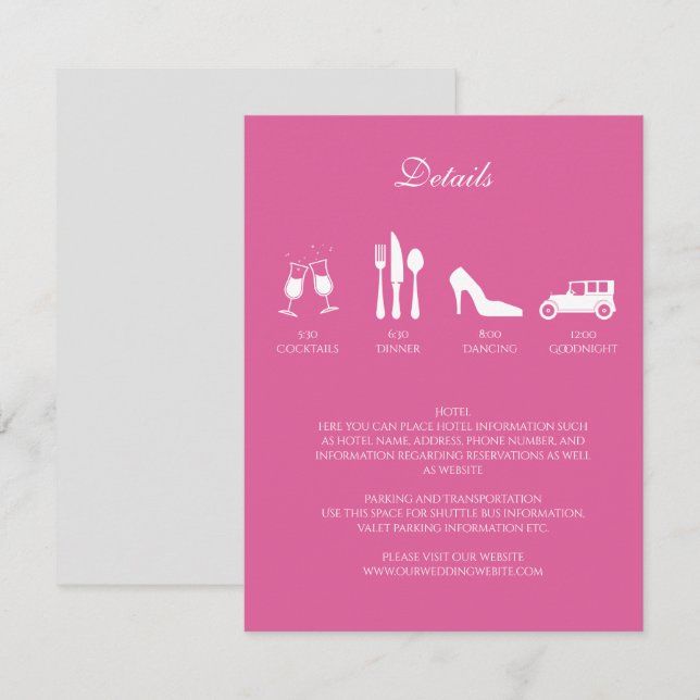 Detalles de la invitación de boda de peonías (Anverso / Reverso)