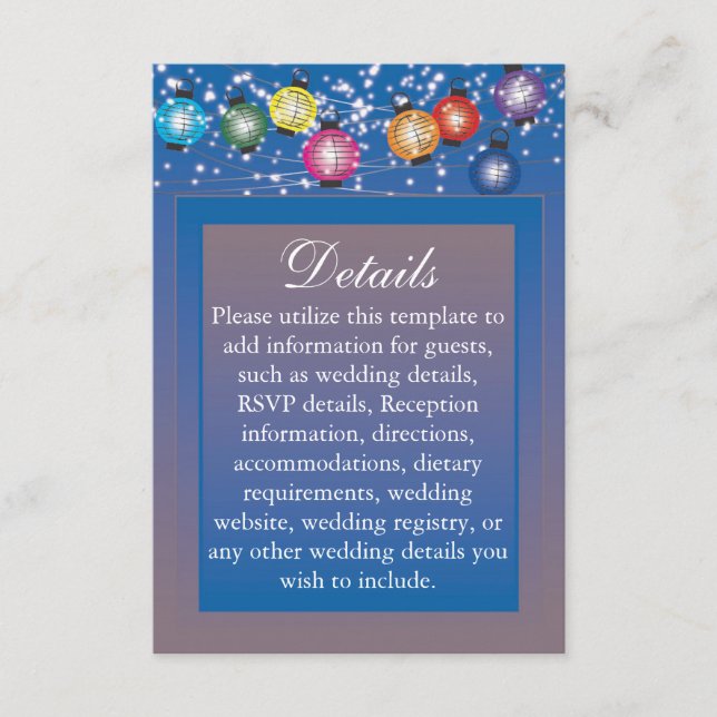 Detalles de la invitación de bodas de linternas ar (Anverso)
