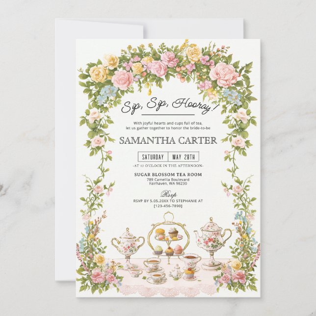 Detalles de la Invitación de la Fiesta de Té Nupci (Anverso)