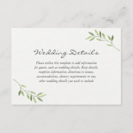 Detalles de la recepción de boda con hoja verde ac