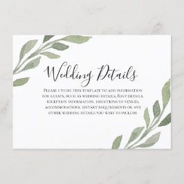 Detalles de la recepción de boda de hoja de verde