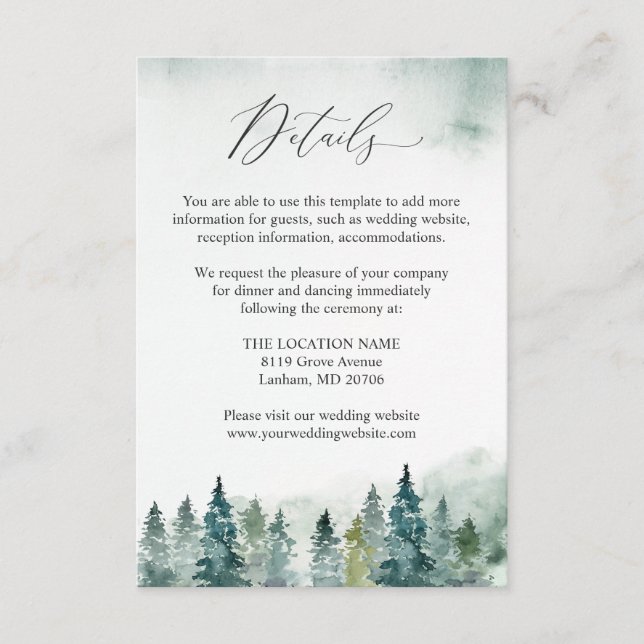 Detalles de la recepción de Boda de Pinos Forestal (Anverso)