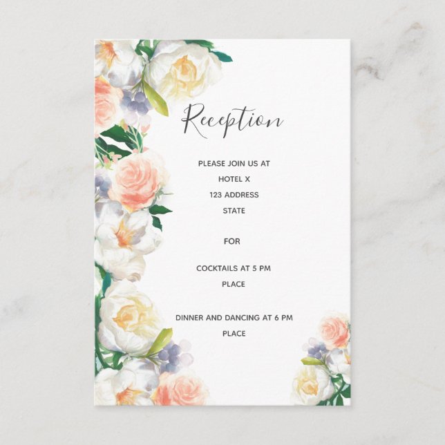 Detalles de la recepción de bodas florales de cora (Anverso)