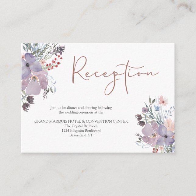 Detalles de la recepción de la boda acuarela (Anverso)
