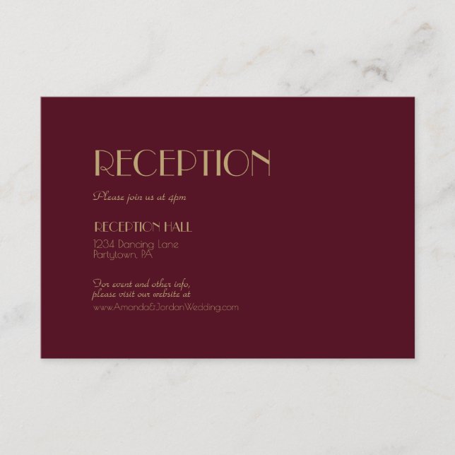 Detalles de la recepción de la boda de Borgoña tip (Anverso)