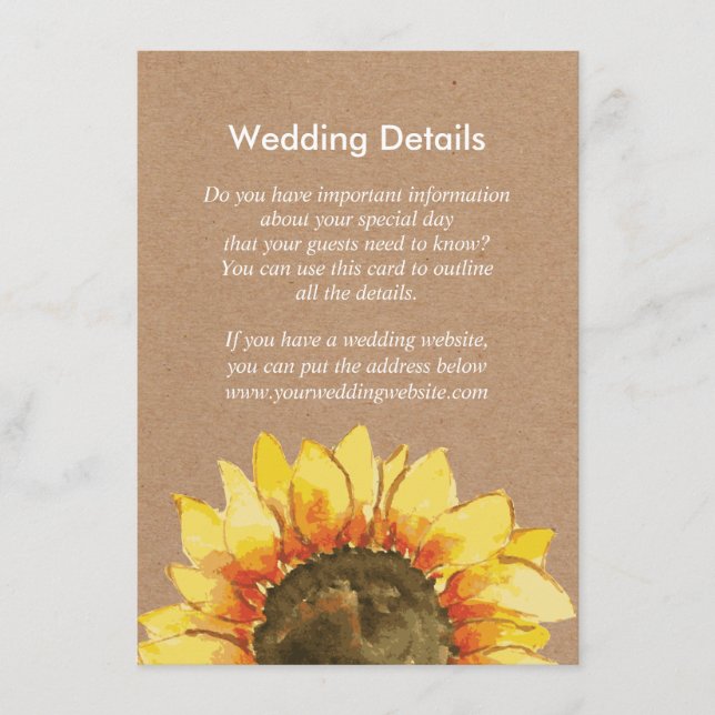 Detalles de la recepción de la boda de girasol rús (Anverso)