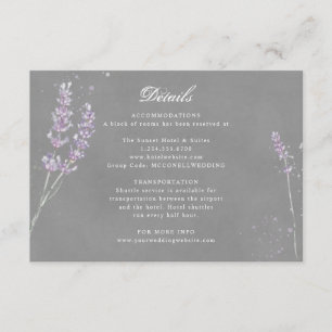 Detalles de la recepción de la boda de lavanda gri