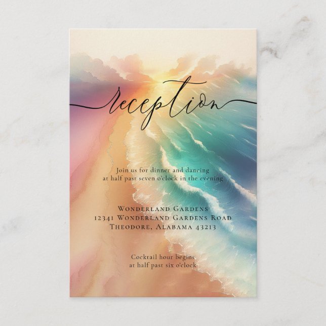 Detalles de la recepción de la boda rosa Sun Beach (Anverso)