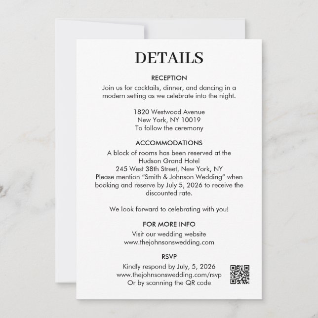 Detalles de la Tarjeta de Aviso de Fecha de Boda M (Anverso)