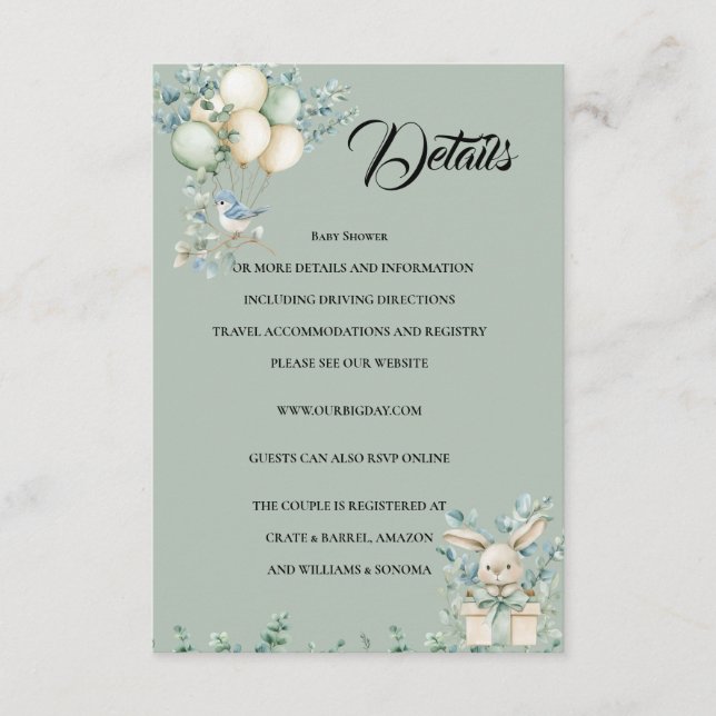 Detalles de la tarjeta de crédito para la ducha de (Anverso)