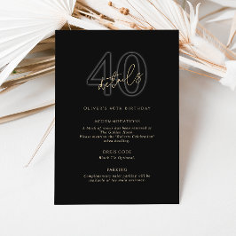 Detalles de la Tarjeta de Cumpleaños 40 de Oro Neg