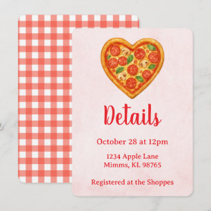 Detalles de la Tarjeta de Fiesta de Pizza Corazó