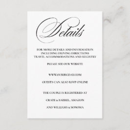 Detalles de la tarjeta de gabinete elegante formal