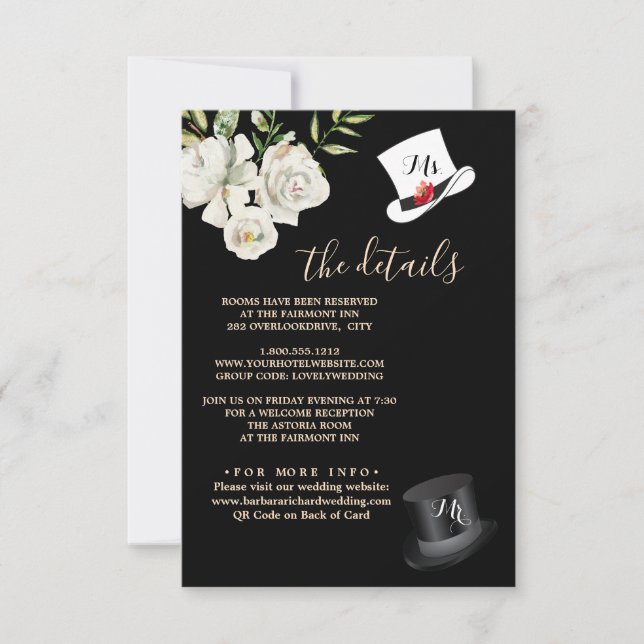 Detalles de la tarjeta de gabinete QR para Bodas b (Anverso)