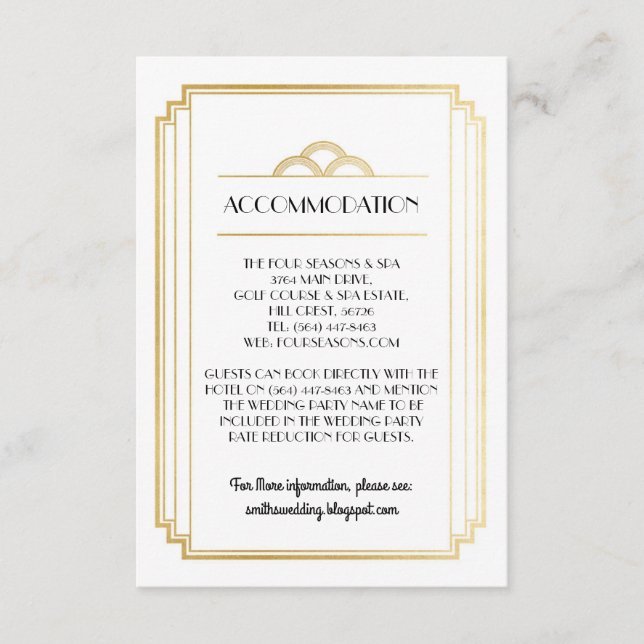 Detalles de las tarjetas de boda de alojamiento Ar (Anverso)