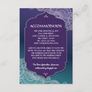 Detalles de las tarjetas de boda de alojamiento He