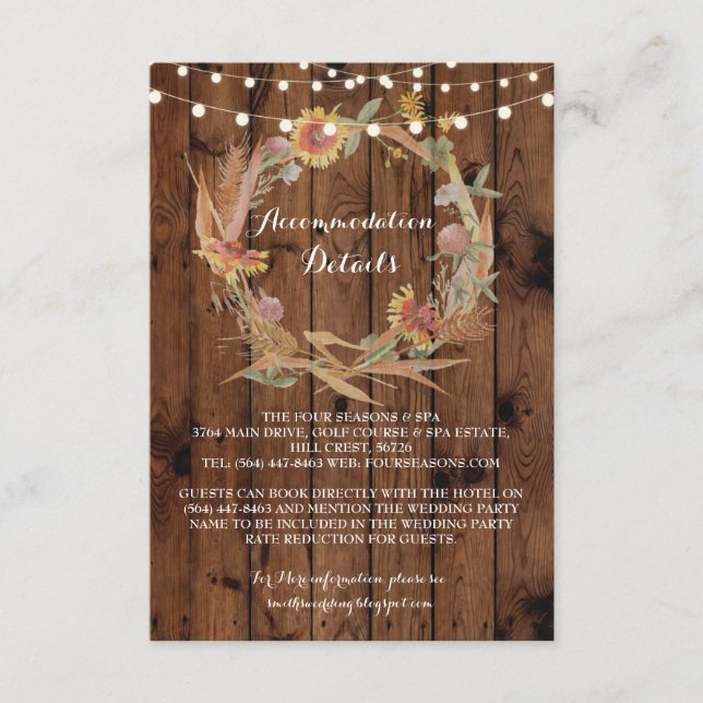 Detalles de las tarjetas de boda Wreath para aloja (Anverso)