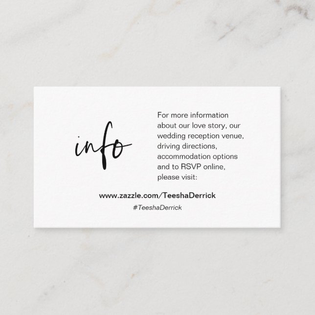 Detalles de nuestro boda, sitio web, RSVP, Tarjeta (Anverso)