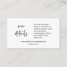Detalles de nuestro boda, sitio web, RSVP, Tarjeta