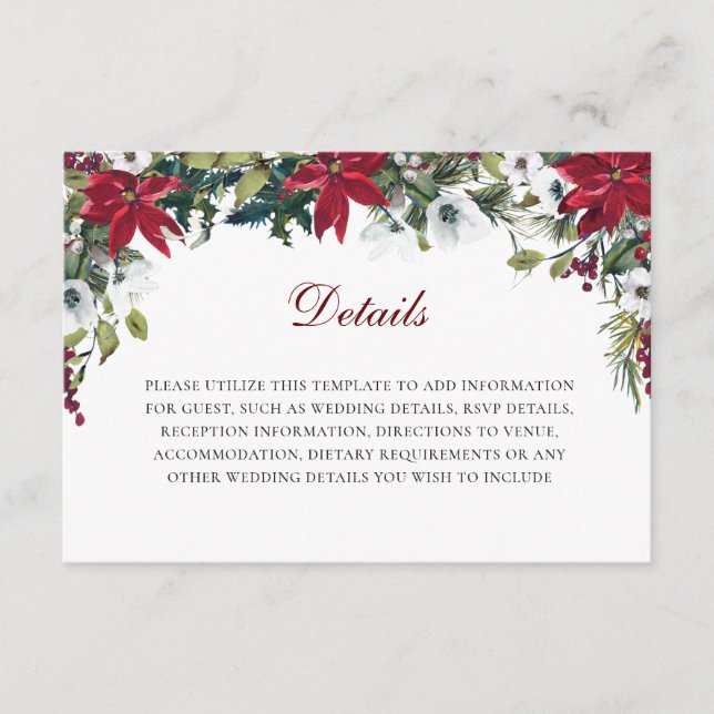 Detalles de recepción de bodas florales de Poinset (Anverso)