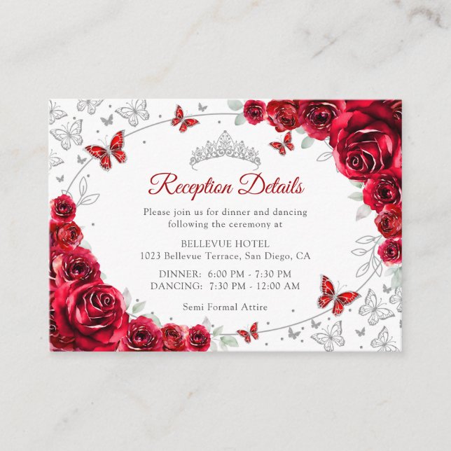 Detalles de Recepción de Quinceañera Plata Roja (Anverso)