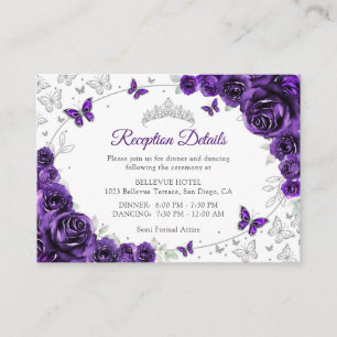 Detalles de Recepción de Quinceañera Plateada Púrp