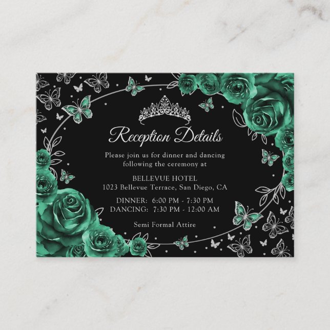 Detalles de Recepción de Quinceañera Verde Esmeral (Anverso)