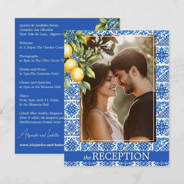 💙🍋DETALLES DE RECEPCIÓN  Romance Azul & Limone  (Anverso / Reverso)