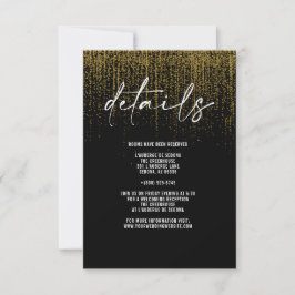 Detalles de tarjeta con brillo dorado y código QR 