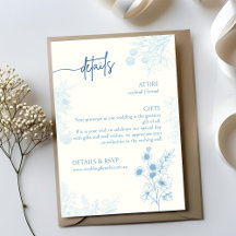 Detalles del Boda azul y blanco floral y RSVP